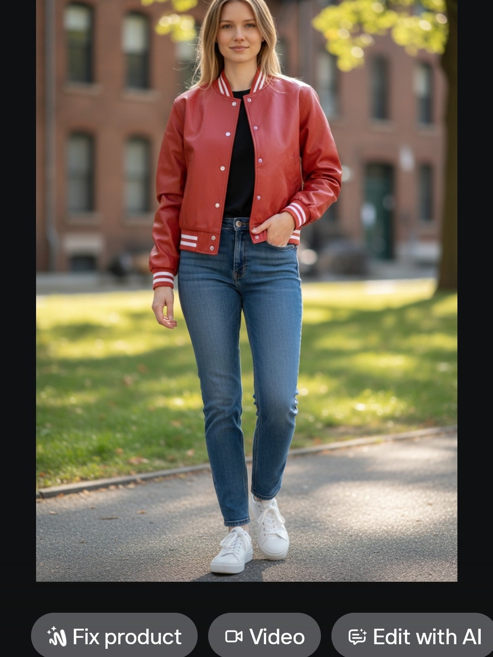 Orange Women's Lg Bomber Jacket with Stripe Trim